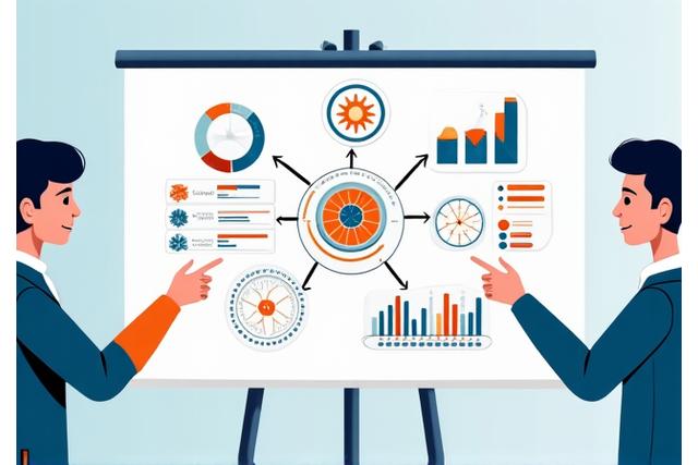 Illustration of strategy development process with charts, gears, and collaborative elements, representing tailored remote workforce planning.